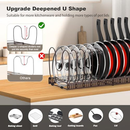 Housolution Pot and Pan Lid Organizer Holder Storage Rack, Bronze