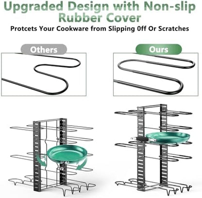 ORDORA Pots and Pans Organizer Under Cabinet Expandable, 8-Tier Adjustable
