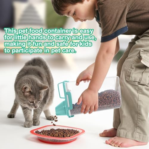 TBMax Rice Container Cereal Storage Container 2 Pack 5 Lbs, Kitchen Pantry Dry Food Storage Holder with Easy-Pouring Spout & Handy Cup, Small Pet Dog Cat Food Dispenser for Daily Feeding -Cyan