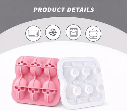 Skull Ice Cube Mold, 6-Cavity Silicone Ice Tray