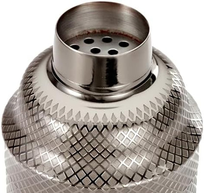 Barfly 3-Piece Diamond Lattice Etch Japanese Cocktail Shaker Set (24 Oz/700ml), Gun Metal Black