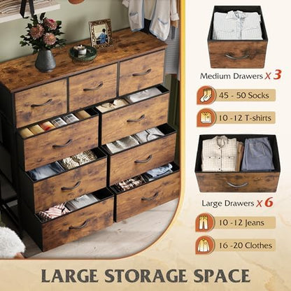 WLIVE 9-Drawer Dresser, Fabric Storage Tower
