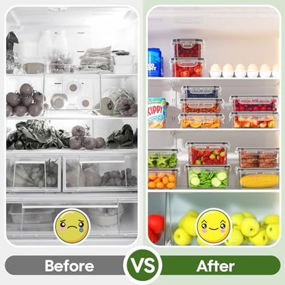 KEMETHY 54-Piece Food Storage Containers with Lids(27 Containers & 27 Lids), Plastic Food Containers for Pantry & Kitchen Storage and Organization, BPA-Free, Leak Proof, Reusable with Labels & Pen