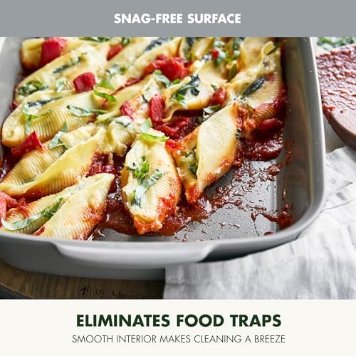 GreenPan Premiere Ovenware Healthy Ceramic Nonstick 13" x 9" Rectangular Baking Pan, Cast Aluminum Bakeware, Warp-Free, Oven and Broiler safe to 600F,Dishwasher Safe, PFAS-Free, Gray