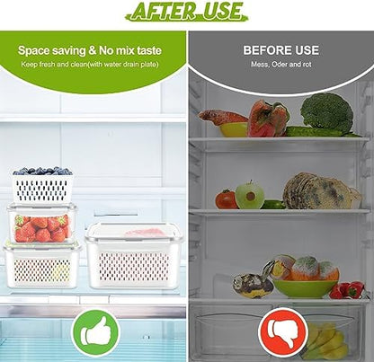 6 Pieces Large Fruit Produce Storage Containers for Fridge Keep Fresh