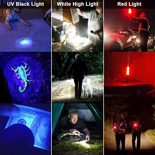 UV Flashlight Black Light, USB Rechargeable Flashlight with Magnetic Base - High Light, Side Light, 7 Modes, Zoomable, Waterproof ??LED Torch for Mechanics Pet Urine Stains Detection (1)
