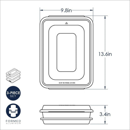 Nordic Ware Naturals Quarter Sheet, 9x13 and Lid Baking Set- USA Made Aluminum Commercial Quality Sheet Pans for Baking or Roasting, Encapsulated Galvanized Steel Rim Prevents Warping, 3pc Baker's Set