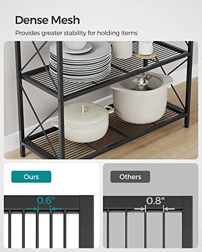 SONGMICS 3-Tier Steel Storage Rack with Wheels, Mesh Shelving Unit