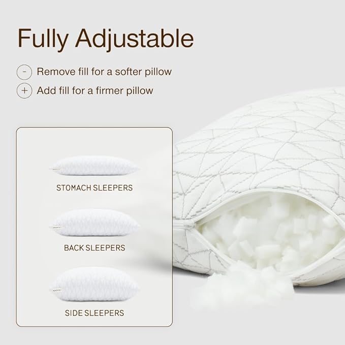 Coop Home Goods Original Travel and Camping Adjustable Pillow, Small Camping Pillow with Compressible Stuff Sack, Medium-Firm Memory Foam with Lulltra Washable Cover, CertiPUR-US Certified (19x13)