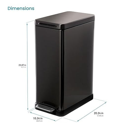 Home Zone Living 12 Gallon Slim Kitchen Trash Can