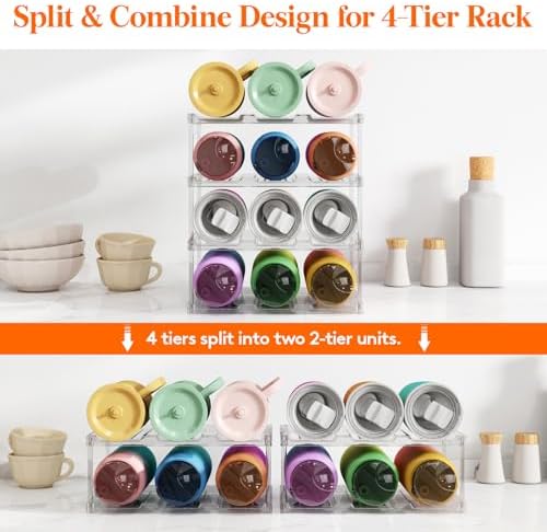 Lifewit Stackable Water Bottle Organizer, Clear Tumbler Holder for Cabinet