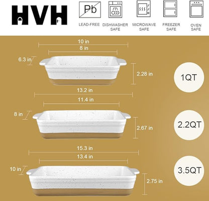 HVH Baking Dish Set, 9x13 Baking Dish, Large Casserole Dish Set, Ceramic