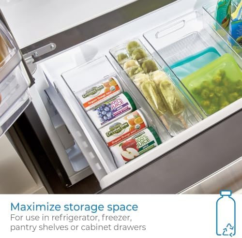 iDesign Water Bottle Organizer and Soda Can Dispenser for Refrigerator or Pantry - Set of 3 - Clear