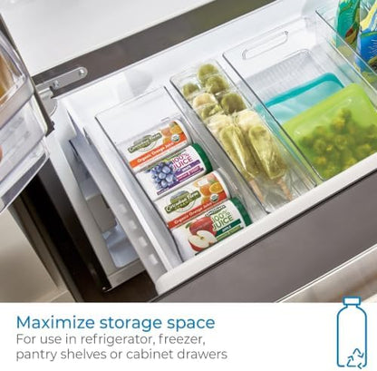 iDesign Water Bottle Organizer and Soda Can Dispenser for Refrigerator or Pantry - Set of 3 - Clear