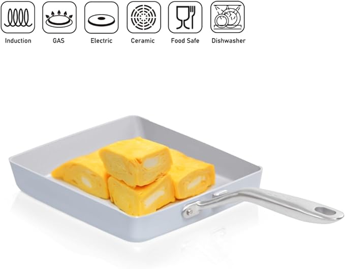 TECHEF - CeraTerra Ceramic Nonstick Tamagoyaki Japanese Omelette Pan/Egg Pan Skillet, (PTFE, PFAS, and PFOA Free), Induction-Ready, Made in Korea
