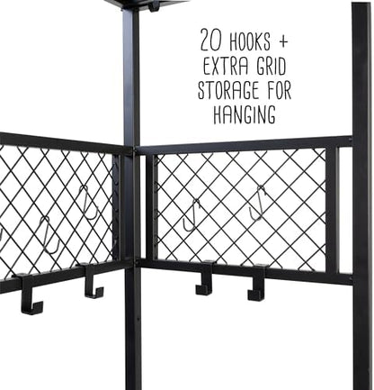 Honey-Can-Do Garage Entryway Storage Unit With Light, Hooks and Clothes-Hanging Bar, Black SHF-09842 Black