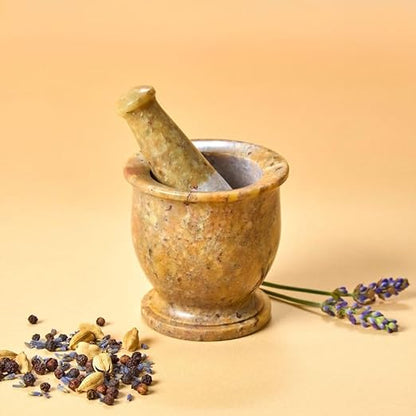 Mini Mortar Pestle Set, Kitchen Tools, Kitchen Countertop Decor, Grinding, Crushing, Herbs, Garlic, Nuts, Spices, Rustic Style, Handcrafted, Made from Soapstone, Natural Beige