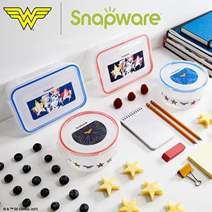 Snapware 8-Pc Plastic Food Storage Containers Set, 4.6-Cup & 3-Cup Meal Prep Containers with Lid, Non-Toxic, BPA-Free Lids with 4 Tab Locking Lids, Dishwasher, Microwave, and Freezer Safe, Batman