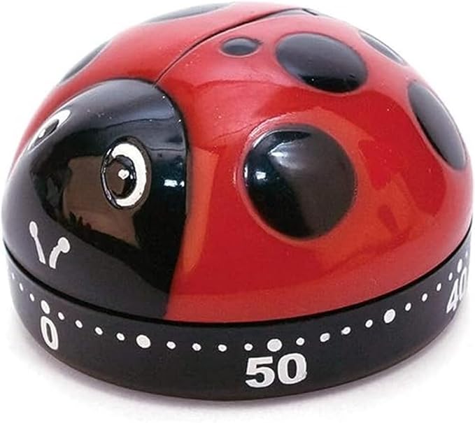 Kikkerland Ladybug Kitchen Timer, 5.7 x 5.7 x 4.4 cm