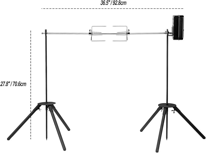only fire Spit Rotisserie Outdoor Camp Grill with Support Legs for Outdoor Campfire Grilling - 35×5/16" Square Spit Rod