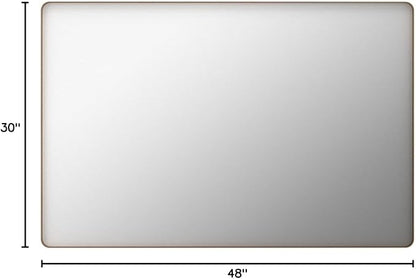 LOAAO 48”X30” Gold Bathroom Mirror, Rounded Rectangle Gold Frame Mirror