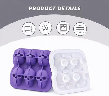 Skull Ice Cube Mold, 6-Cavity Silicone Ice Tray
