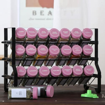 24 Spice Jars with Labels, 4oz Seasoning Jars for Cabinets, Drawers, Racks