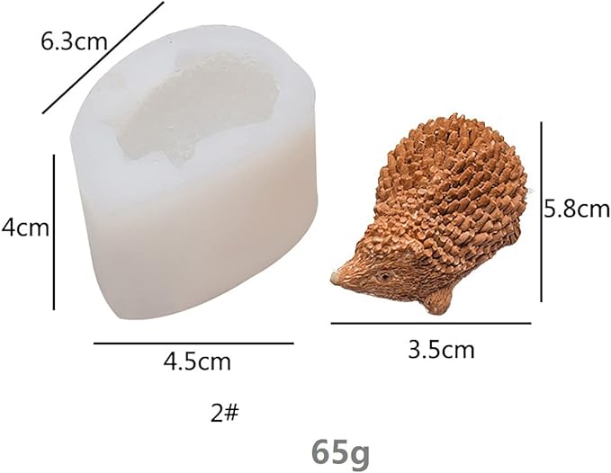 Cute 3D Hedgehog Scented Candle Mold 2 Pack Hedgehog Mold Silicone Mold for Candles Home Decoration Silicone Mold for Resin Hedgehog Resin Mold Cartoon Mold Animal Resin Mold