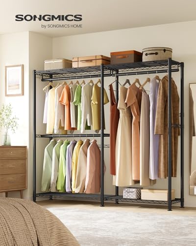 SONGMICS Closet Organizers and Storage, Clothes Rack with Shelves