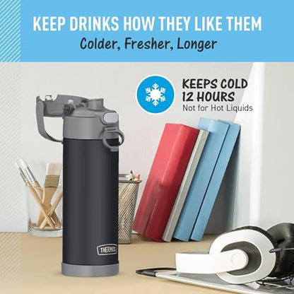 THERMOS FUNTAINER Water Bottle with Spout, 16oz, Matte Charcoal