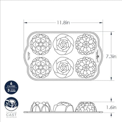 Nordic Ware Floral Cakelet, 3 Cups, Toffee