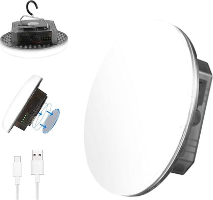 10000mAh Rechargeable 3000LM Tent Light Camping Light, 6500K 24Hours Long Play Time , Outdoor Night Market Light Night Fishing Light Emergency Lights for Hurricane (Translucent Black)