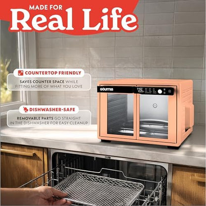 Gourmia Toaster Oven - 9-Slice Capacity, Digital Display, Peach