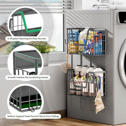 Grey Magnetic Shelf for Fridge, 2-Pack Potato and Onion Storage Bin