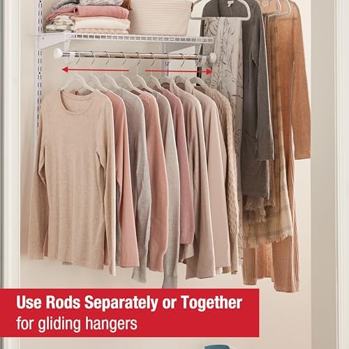 Rubbermaid Configurations Custom Closet Kit 3-6 Ft. Adjustable Metal Wire Shelving White Finish Expandable Organization System Hardware Included for Home Closet/Pantry/Laundry/Mudroom