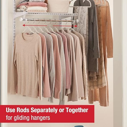 Rubbermaid Configurations Custom Closet Kit 3-6 Ft. Adjustable Metal Wire Shelving White Finish Expandable Organization System Hardware Included for Home Closet/Pantry/Laundry/Mudroom
