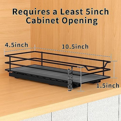BOIVSHI Pull Out Spice Rack Organizer for Cabinet, Heavy Duty Slide Out Spice Rack Organizer for Kitchen Cabinets and Pantry, Fits Spices, Sauces, Canned Food (4.5''Wx10.5''Dx2.5''H)