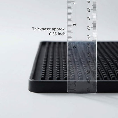QWORK 12"x6" Black Rubber Bar Mat – 6 Pack Non-Slip Drainage Pad