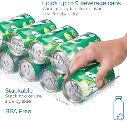 iDesign Water Bottle Organizer and Soda Can Dispenser for Refrigerator or Pantry - Set of 3 - Clear