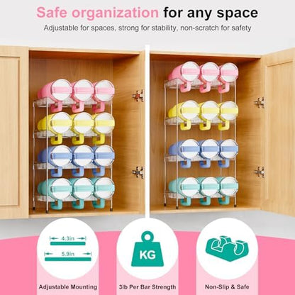 Reusable Stackable with Handle Compartment Water Bottle Tumbler Organizer for Stanley 40oz with Handle Cup, Stanley Accessories for Pantry, Cabinet & Kitchen Organization and Storage,4 Tier Hold 12