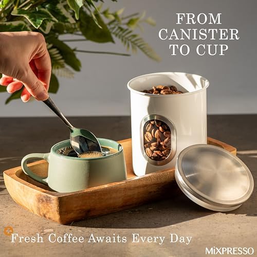 Mixpresso 3-Pcs White Canisters Set for Kitchen Storage Airtight Jars