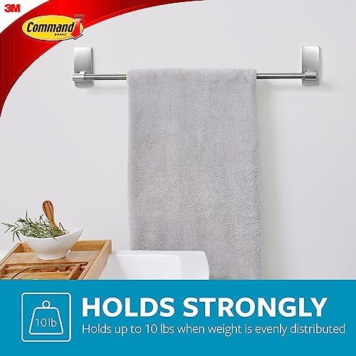 Command Bath Towel Bar, Satin Nickel, 1 Towel Bar, 4 Strips