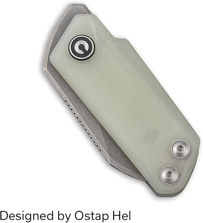 CIVIVI Ki-V Front Flipper Pocket Knife, Double Detent Slip Joint Small Folding Knife with Deep Carry Pocket Clip For Easy EDC C2108A (Natural)