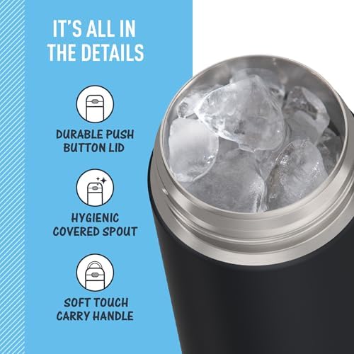THERMOS FUNTAINER Water Bottle with Spout, 16oz, Matte Charcoal