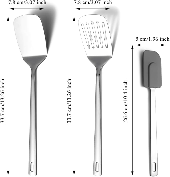 Berglander Stainless Steel Spatulas Set 3pcs, Metal Spatula