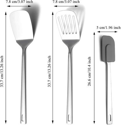Berglander Stainless Steel Spatulas Set 3pcs, Metal Spatula