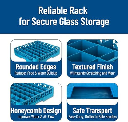 Carlisle FoodService Products RG4914-0 OptiClean 49 Compartment Glass Rack, 2.38" Compartments, Blue (Pack of 6)