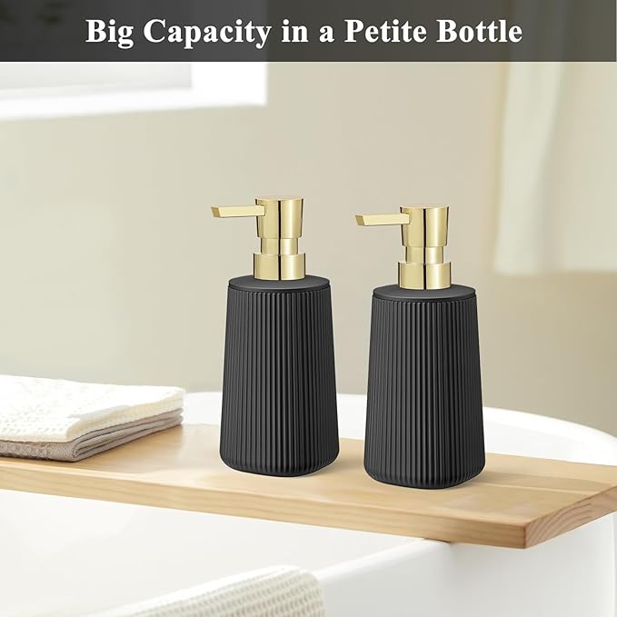 Black and Gold 2 Pack Hand Soap Dispensers Set
