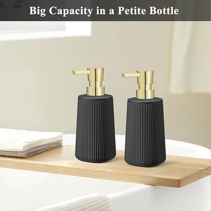 Black and Gold 2 Pack Hand Soap Dispensers Set