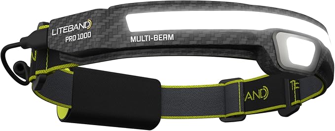 OPTIMAL VENTURES LED Headlamp, Liteband PRO 1000 Lumen Super Bright Head Lamp, Powerful Battery Powered Tactical Headlamps, Camping, Running, Hard Hat Light, Best Rated Forehead Flashlight, Carbon